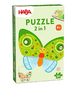 Houten 2-in-1 puzzel vlinder (20 stukken)