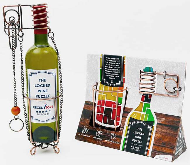 Remmen Beheren Rubriek Wijn cadeau: een metalen wijnpuzzel rond de fles